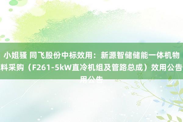 小姐骚 同飞股份中标效用：新源智储储能一体机物料采购（F261-5kW直冷机组及管路总成）效用公告