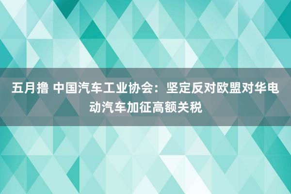 五月撸 中国汽车工业协会：坚定反对欧盟对华电动汽车加征高额关税