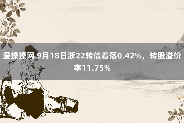 爱操操网 9月18日浙22转债着落0.42%，转股溢价率11.75%