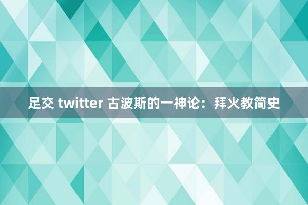 足交 twitter 古波斯的一神论：拜火教简史