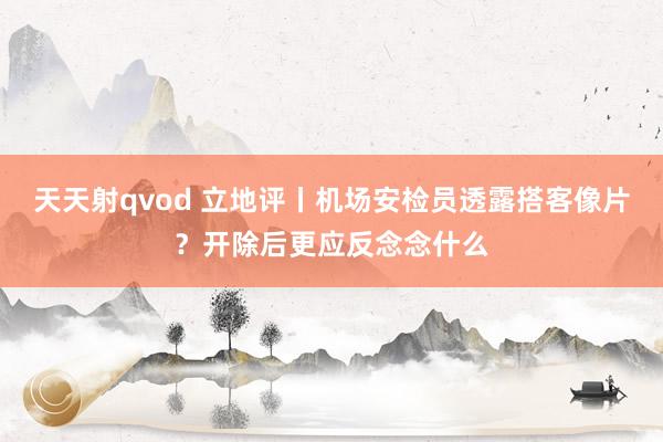 天天射qvod 立地评丨机场安检员透露搭客像片？开除后更应反念念什么