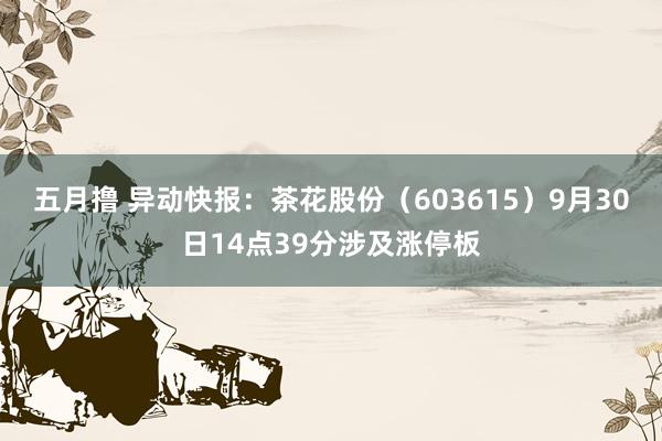 五月撸 异动快报：茶花股份（603615）9月30日14点39分涉及涨停板