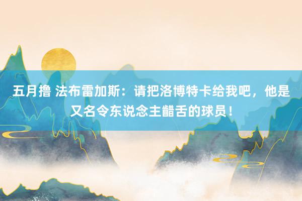 五月撸 法布雷加斯：请把洛博特卡给我吧，他是又名令东说念主齰舌的球员！