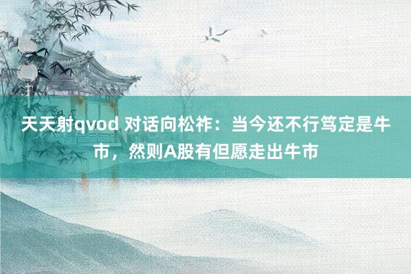 天天射qvod 对话向松祚：当今还不行笃定是牛市，然则A股有但愿走出牛市