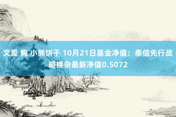 文爱 胸 小熊饼干 10月21日基金净值：泰信先行战略搀杂最新净值0.5072