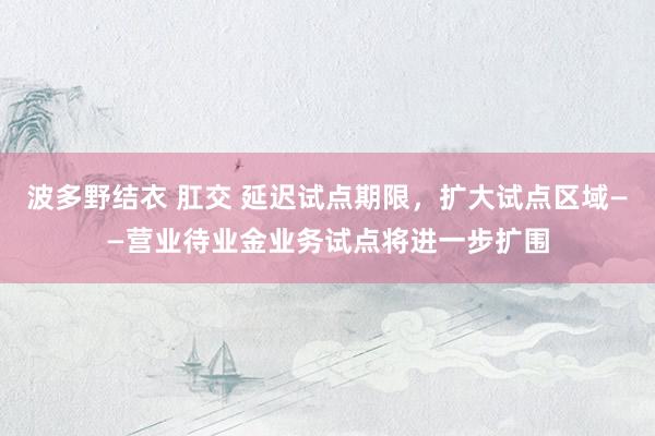 波多野结衣 肛交 延迟试点期限，扩大试点区域——营业待业金业务试点将进一步扩围