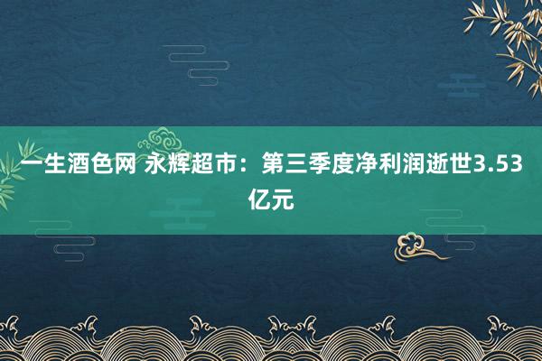 一生酒色网 永辉超市：第三季度净利润逝世3.53亿元