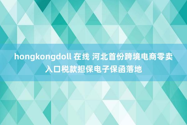 hongkongdoll 在线 河北首份跨境电商零卖入口税款担保电子保函落地