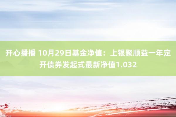 开心播播 10月29日基金净值：上银聚顺益一年定开债券发起式最新净值1.032