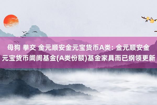 母狗 拳交 金元顺安金元宝货币A类: 金元顺安金元宝货币阛阓基金(A类份额)基金家具而已纲领更新