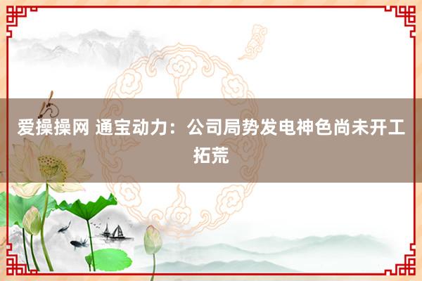 爱操操网 通宝动力：公司局势发电神色尚未开工拓荒