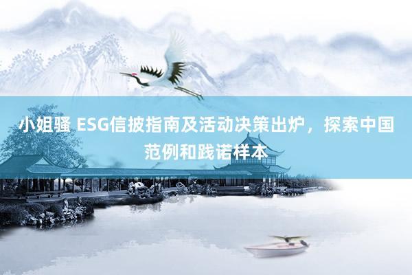 小姐骚 ESG信披指南及活动决策出炉，探索中国范例和践诺样本