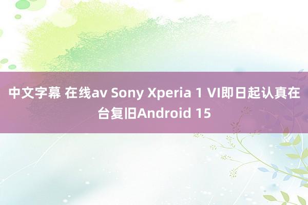 中文字幕 在线av Sony Xperia 1 VI即日起认真在台复旧Android 15