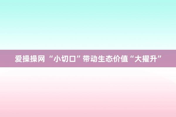 爱操操网 “小切口”带动生态价值“大擢升”