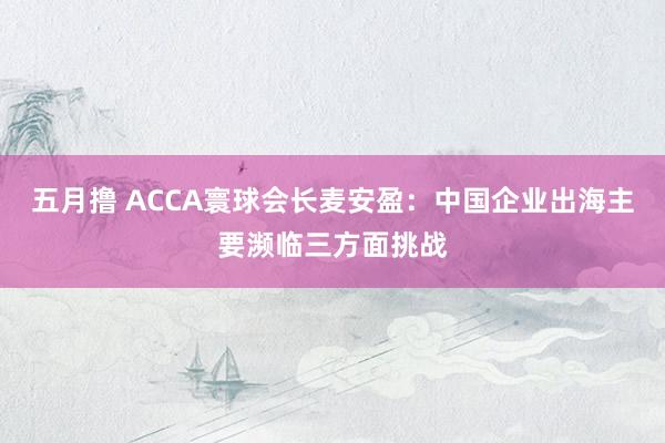 五月撸 ACCA寰球会长麦安盈：中国企业出海主要濒临三方面挑战