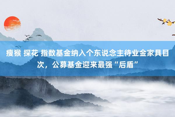 瘦猴 探花 指数基金纳入个东说念主待业金家具目次，公募基金迎来最强“后盾”