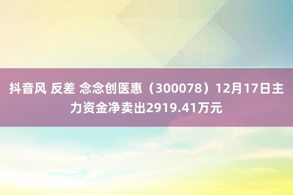 抖音风 反差 念念创医惠（300078）12月17日主力资金净卖出2919.41万元