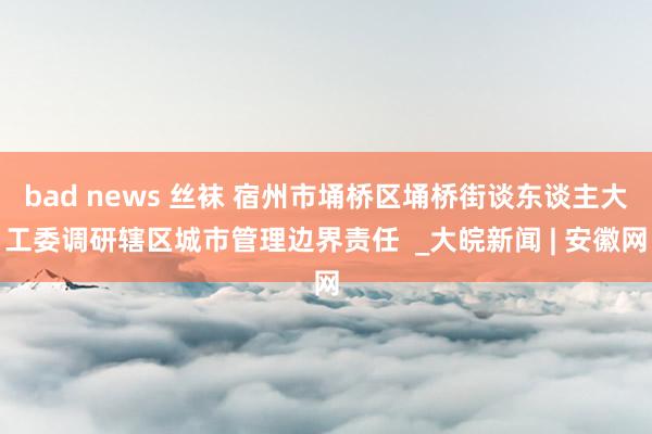 bad news 丝袜 宿州市埇桥区埇桥街谈东谈主大工委调研辖区城市管理边界责任  _大皖新闻 | 安徽网