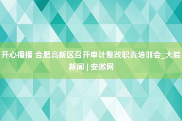 开心播播 合肥高新区召开审计整改职责培训会_大皖新闻 | 安徽网