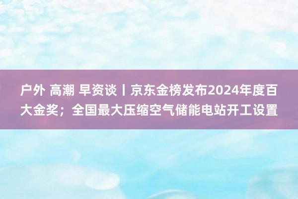 户外 高潮 早资谈丨京东金榜发布2024年度百大金奖；全国最大压缩空气储能电站开工设置