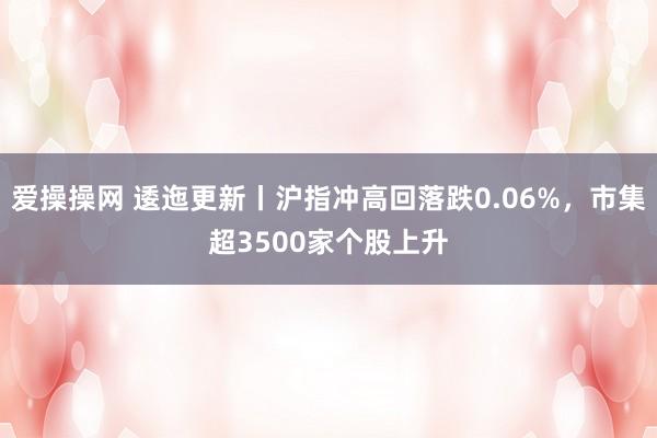 爱操操网 逶迤更新丨沪指冲高回落跌0.06%，市集超3500家个股上升