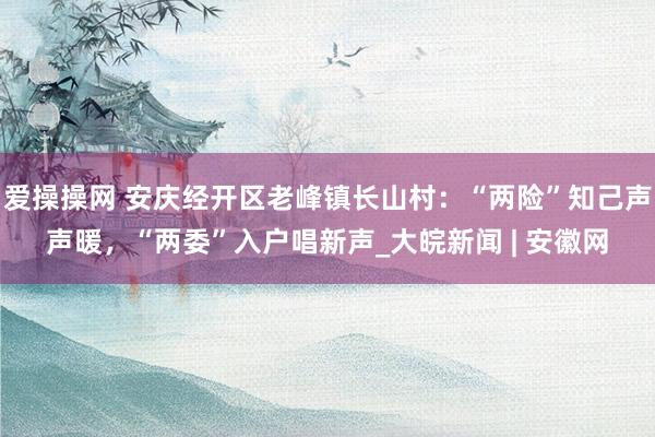 爱操操网 安庆经开区老峰镇长山村：“两险”知己声声暖，“两委”入户唱新声_大皖新闻 | 安徽网