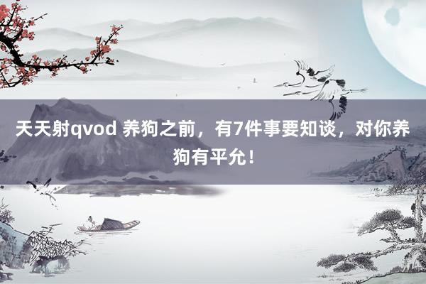 天天射qvod 养狗之前，有7件事要知谈，对你养狗有平允！