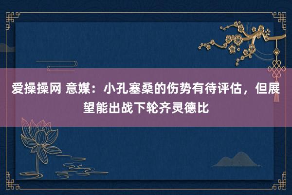 爱操操网 意媒：小孔塞桑的伤势有待评估，但展望能出战下轮齐灵德比