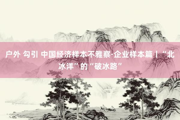 户外 勾引 中国经济样本不雅察·企业样本篇丨“北冰洋”的“破冰路”