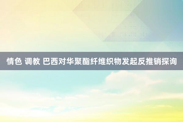 情色 调教 巴西对华聚酯纤维织物发起反推销探询