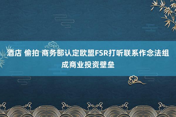 酒店 偷拍 商务部认定欧盟FSR打听联系作念法组成商业投资壁垒