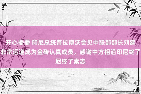 开心播播 印尼总统普拉博沃会见中联部部长刘建超：非常运道成为金砖认真成员，感谢中方相沿印尼终了素志